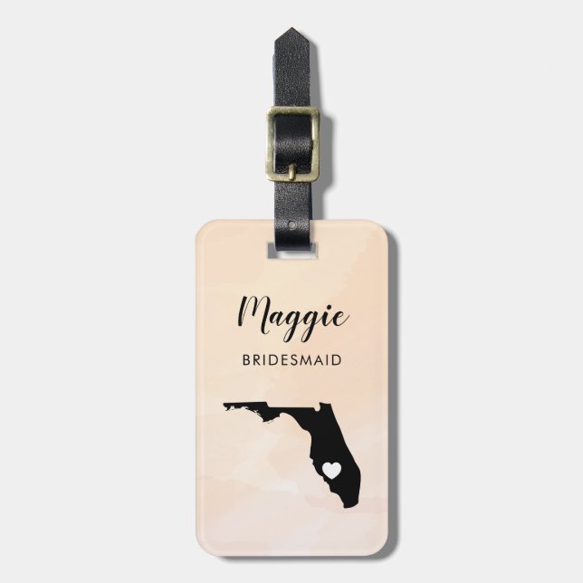 Florida Karta Luggage Tag, Bröllopsfest Välkommen Bagagebricka (Vertikal Framsida)