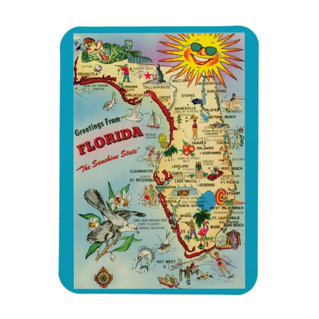 Florida Karta Magnet (Vertikal)