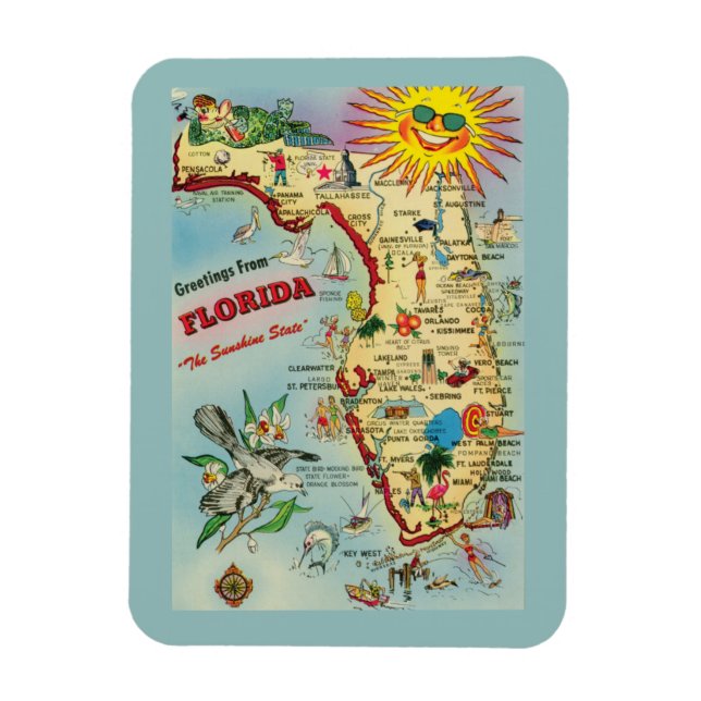 Florida Karta Magnet (Vertikal)