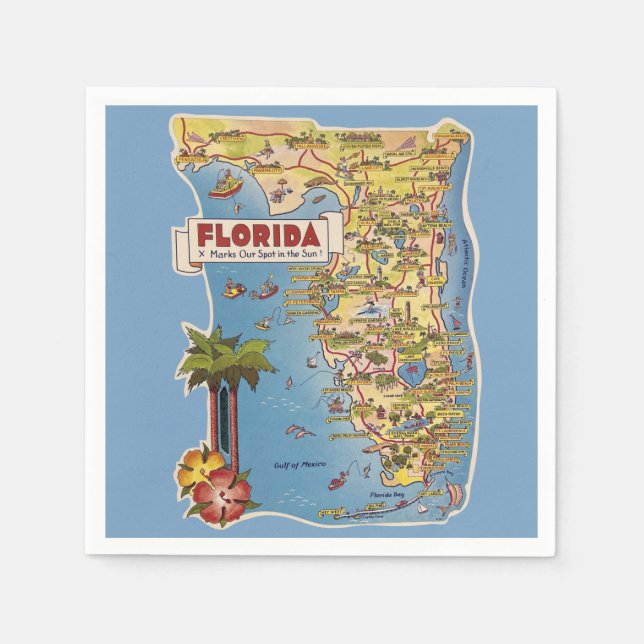Florida Karta Napkins Pappersservett (Framsidan)