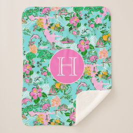 Florida Karta Preppy Handflatan Beach Mönster Mono