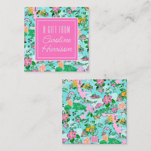 Florida Karta Preppy Palm Beach Mönstertryck Anteckningskort (Fram/baksida)