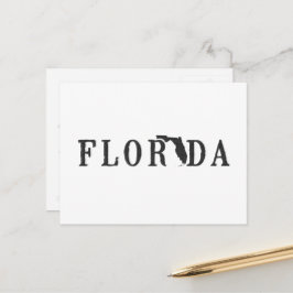Florida Karta Shaped Brev State Ord Art Black Vykort