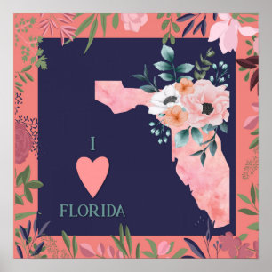 Florida Karta Vintage Retro Poster
