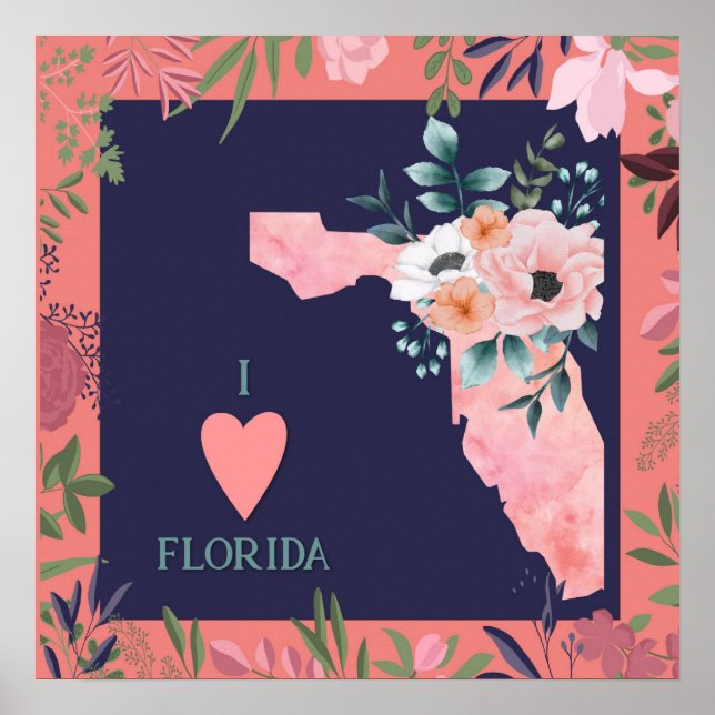 Florida Karta Vintage Retro Poster (Framsidan)