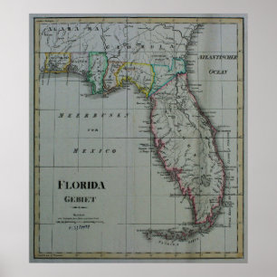 Florida kartaaffisch 1823 poster