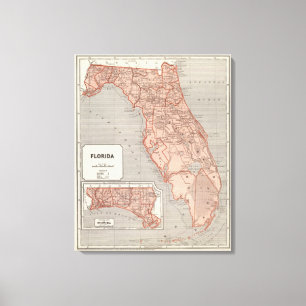 Florida kartbokkarta canvastryck