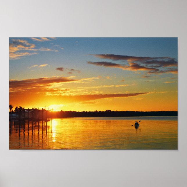 Florida Kayaker i Sunset Poster (Framsidan)