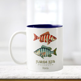 Florida Keys souvenir nautical fish Mug Två-Tonad Mugg