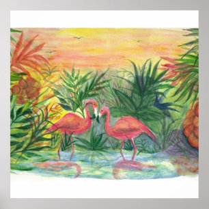 Florida konst - flamingos poster