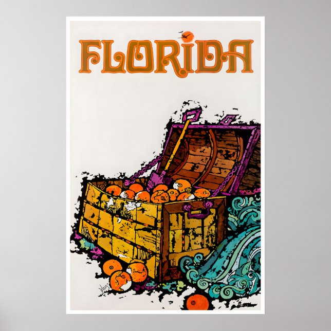 Florida Konst Resa Affisch Apelsiner Skatt Tryck (Framsidan)