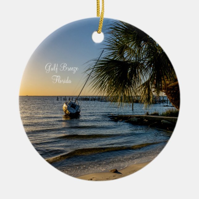 Florida Leaning Handflatan Träd Sunset Ornament (Framsidan)