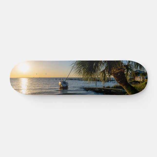 Florida Leaning Handflatan Träd Sunset Skateboard (Horz)