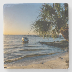 Florida Leaning Handflatan Träd Sunset Stone Under Stenunderlägg
