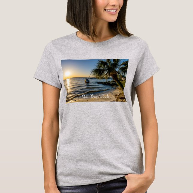 Florida Leaning Handflatan Träd Sunset Women's T-S T Shirt (Framsida)