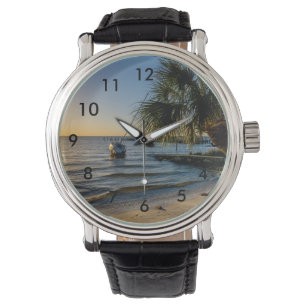 Florida Leaning Handflatan Träd Sunset Wrist Watch Armbandsur
