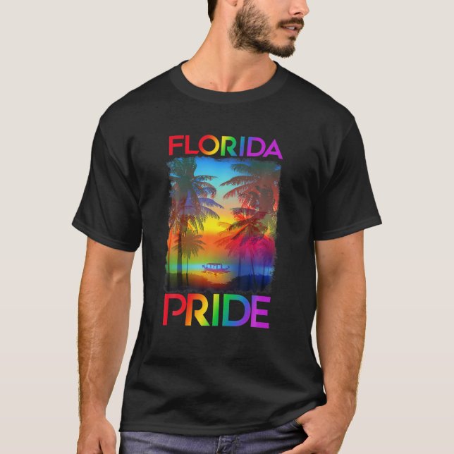 Florida LGBT State Gay pride Rainbow Flagga HGBTQ  T Shirt (Framsida)