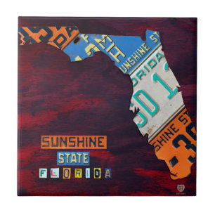 Florida License Plate Karta Ceramic Tile V2 Kakelplatta