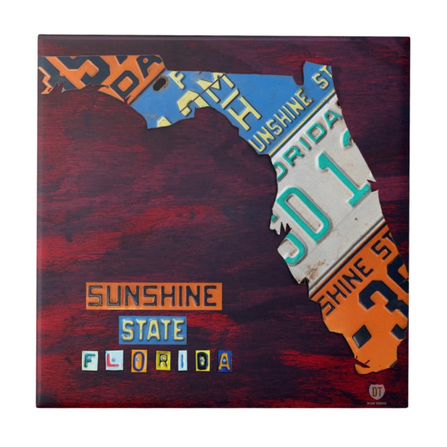 Florida License Plate Karta Ceramic Tile V2 Kakelplatta (Framsidan)