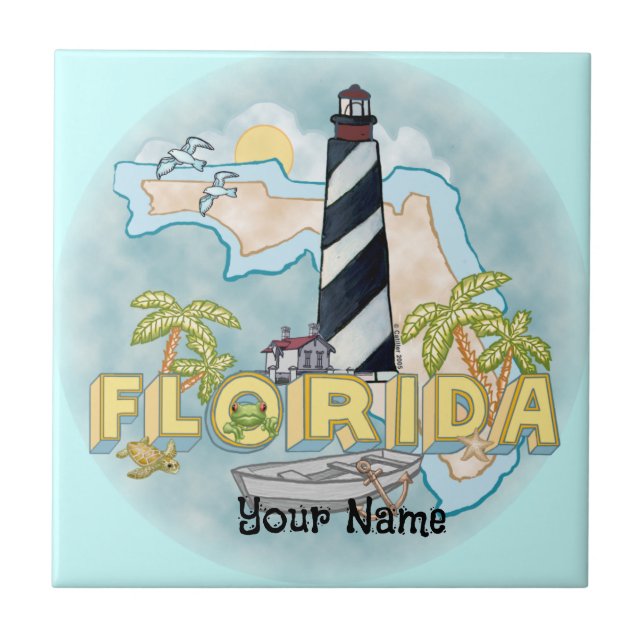 Florida Lighthouse-anpassningsbar Kakelplatta (Framsidan)