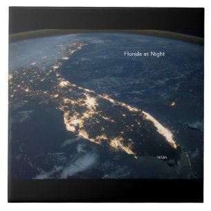 Florida Ljus på natten, NASA ISS Modern Photo Kakelplatta