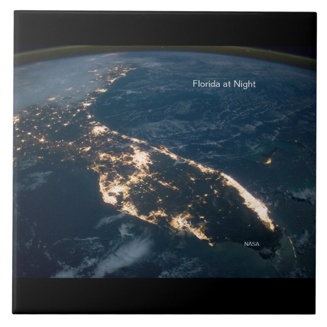 Florida Ljus på natten, NASA ISS Modern Photo Kakelplatta (Framsidan)
