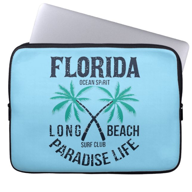 Florida Long Beach Paradise Life Surf Klubb Laptop Fodral (Framsidan)