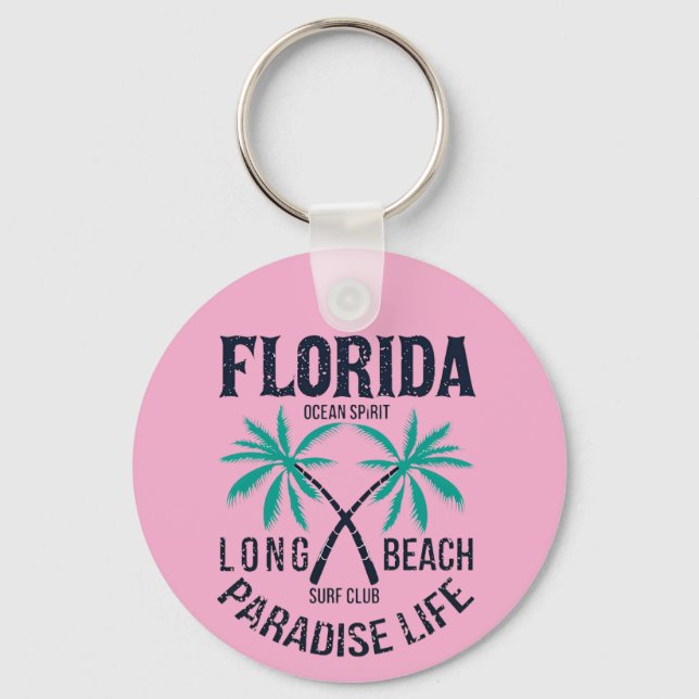 Florida Long Beach Paradise Life Surf Klubb Nyckelring (Framsida)