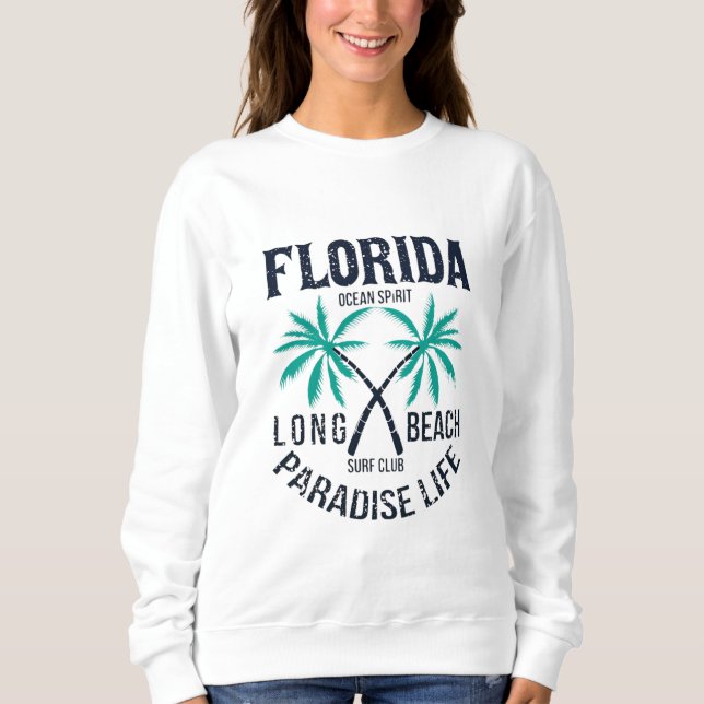 Florida Long Beach Paradise Life Surf Klubb T Shirt (Framsida)
