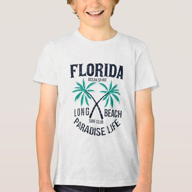 Florida Long Beach Paradise Life Surf Klubb T Shirt (Framsida)