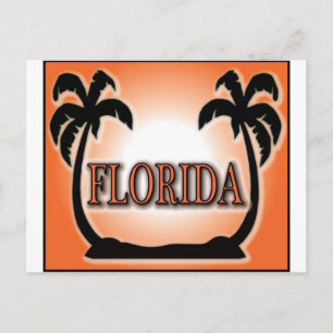 Florida luftborstat orange solnedgång palmträd vykort
