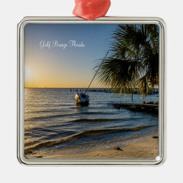 Florida lutande palmer Sunset Premium Ornament (Framsidan)