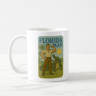 Florida Man Alligator Vän Rolig Retro Kust Kaffemugg
