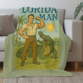 Florida Man Alligator Vän | Rolig Retro Kustlinje Fleecefilt