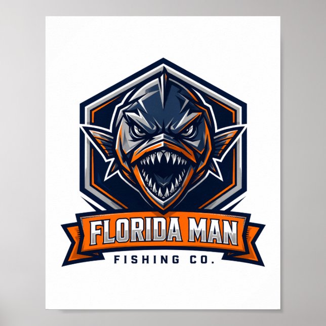 Florida Man Barracuda Logotyp Fiske Märke Affisch (Framsidan)