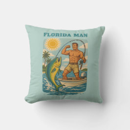 Florida Man -Coastal Fishing Boat- Retro Fisherman Kudde