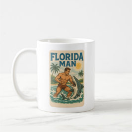 Florida Man Coastal Shark Wrestler | Retro Beach Kaffemugg