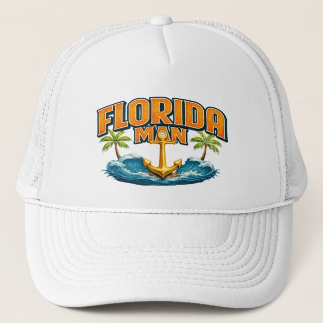 Florida Man | Graphic Print Nautical Anchor Beach Keps (Framsida)