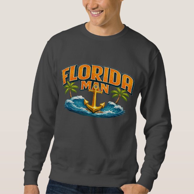 Florida Man | Graphic Print Nautical Anchor Beach Lång Ärmad Tröja (Framsida)