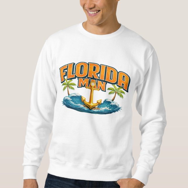 Florida Man | Graphic Print Nautical Anchor Beach Lång Ärmad Tröja (Framsida)
