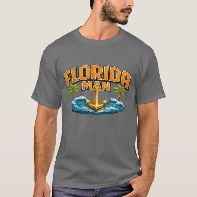 Florida Man | Graphic Print Nautical Anchor Beach T Shirt (Framsida)