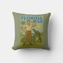Florida Man Krokodil Vän Rolig Retro Kustnära Kudde