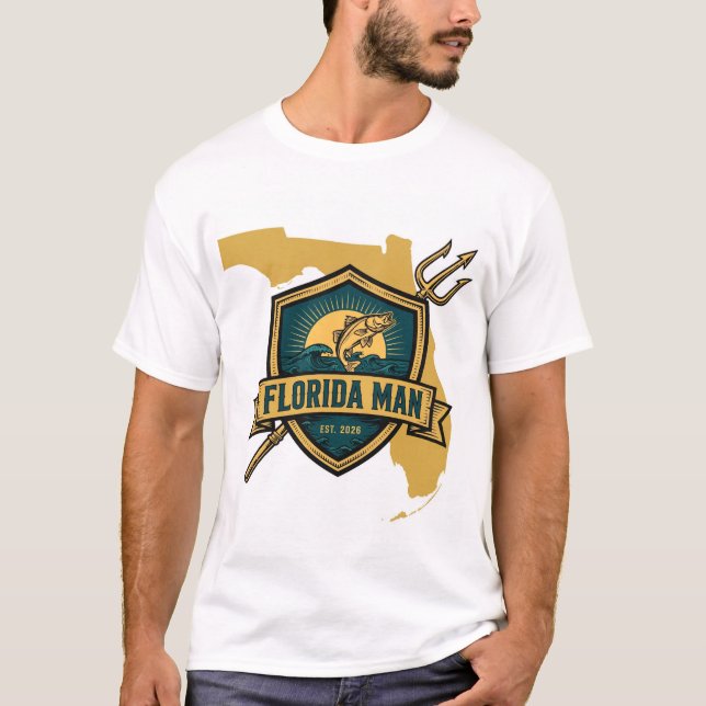 Florida Man-logotyp Märke Fiske Märkes T-Shirt (Framsida)