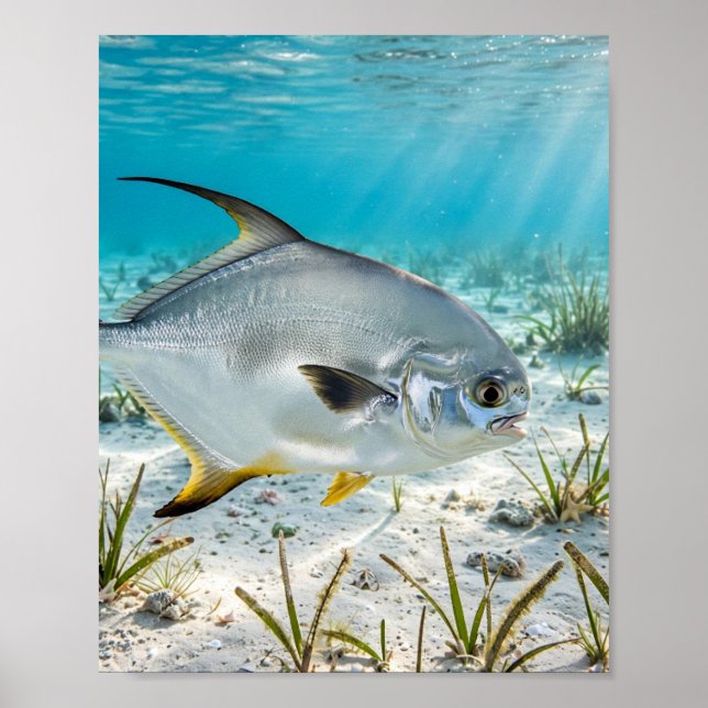 Florida Man Permit Sand Flat Keys Fisk Poster (Framsidan)