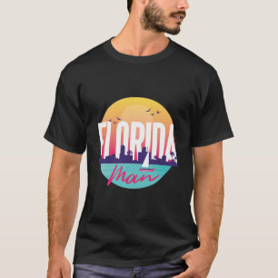 Florida Man Retro Neon Solnedgång Humor Konst T Shirt