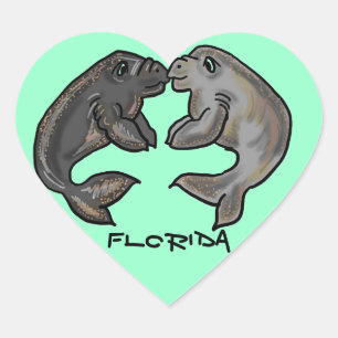 Florida manatee hjärtdekale hjärtformat klistermärke