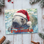 Florida Manatee Watercolor jul Vykort<br><div class="desc">Den här designen kan vara personlig i det område som tillhandahålls genom att ändra fotot och/eller text. Du kan också anpassa den genom att klicka på Anpassa den här mallen och sedan välja klicka för att anpassa ytterligare alternativ och ta bort eller ändra färg i bakgrunden, lägga till text, ändra...</div>