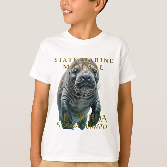 Florida Marine Mammal Florida Manatee Design T Shirt (Framsida)