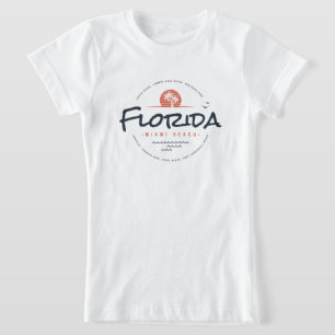 Florida Miami Beach Retro Solnedgång Palm Tropisk T Shirt