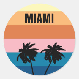Florida Miami Vintage Sunset Handflatan Träd Trave Runt Klistermärke